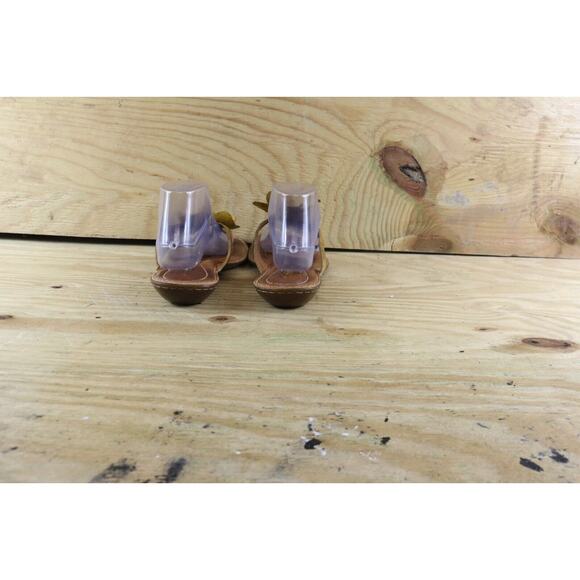 Born Shoes Womens Sz 11 Yellow Leather Floral Thong Sandals Slip Ons - Picture 3 of 6